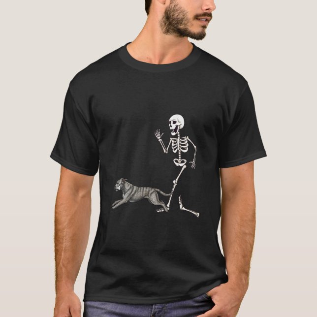 T-shirt Irish Wolfhound et squelette drôles d'Halloween (Devant)