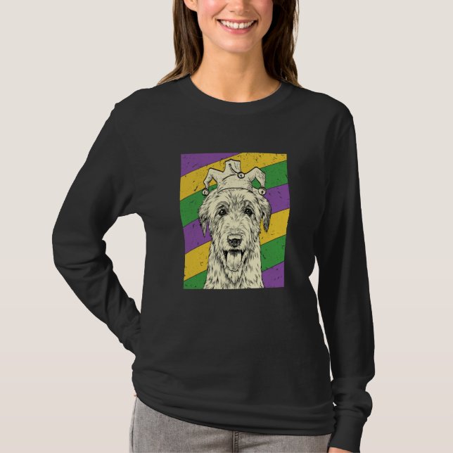 T-shirt Irish Wolfhound Jester Mardi Gras Dog Mom or Dad (Devant)