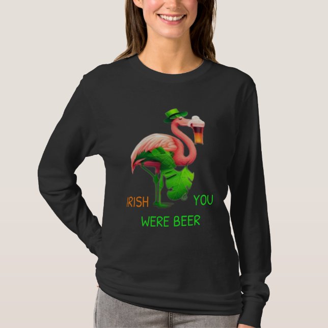 T-shirt Irish You Were Beer Flamingo Shamrock For St Patri (Devant)