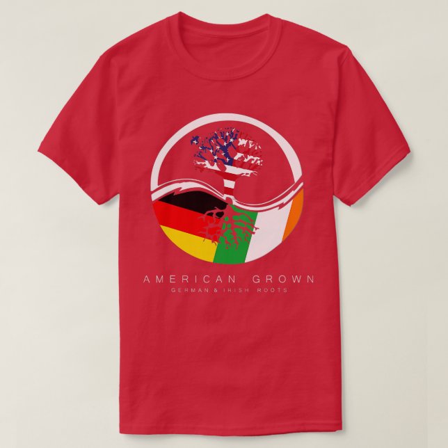 T-shirt Irlandais Allemand Racines Américain avec drapeau (Design devant)