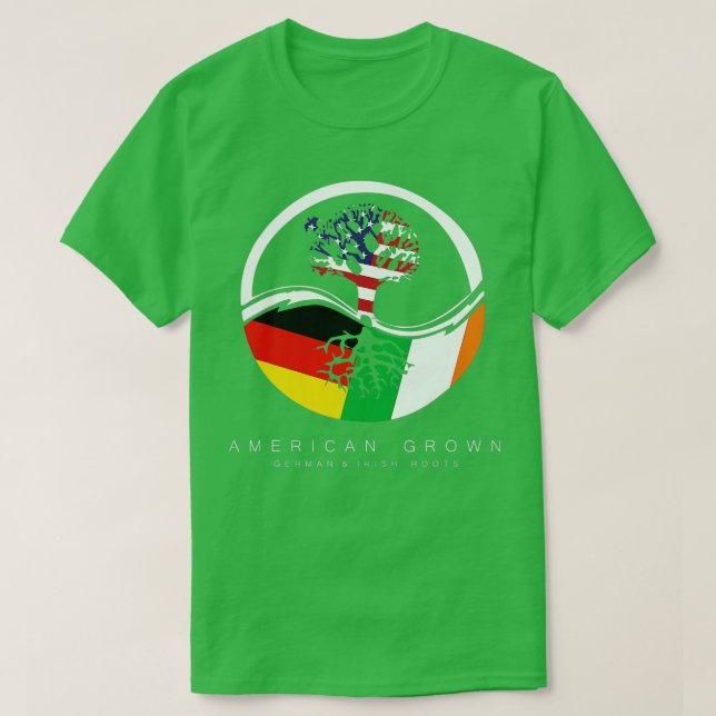 T-shirt Irlandais Allemand Racines Américain avec drapeau (Design devant)