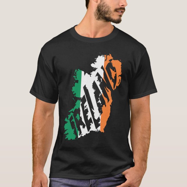 T-shirt Irlandais Carte Word Irlande Drapeau Couleur Lettr (Devant)
