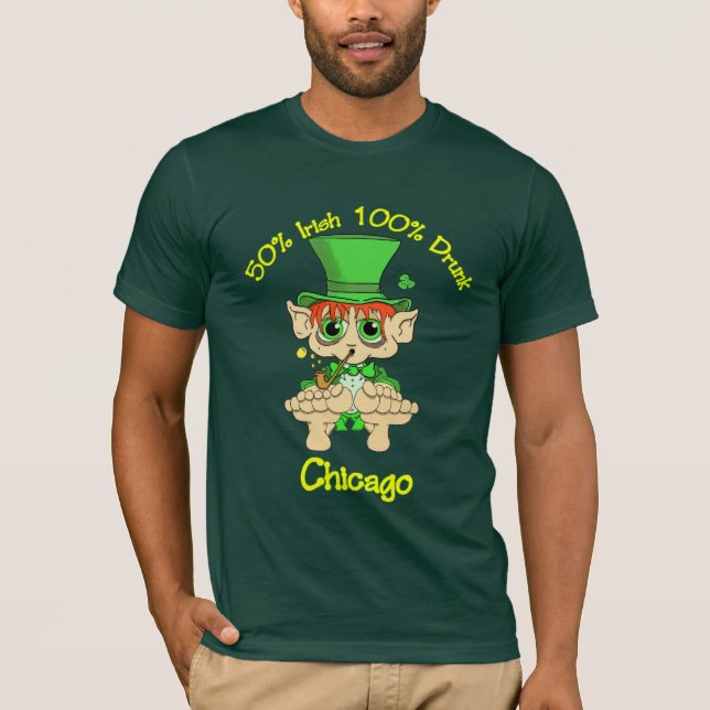 T-shirt Irlandais de 50% 100 % Chicago ivre (Devant)