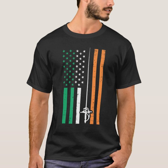 T-shirt Irlandais Drapeau L'épée Vintage St Patrick (Devant)