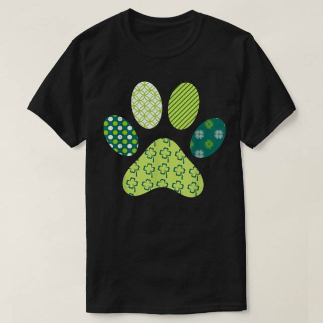 T-shirt Irlandais Drôle Chien Paw Clovers St Patrick's Day (Design devant)