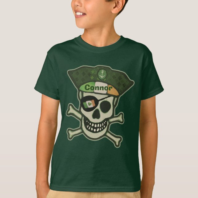 T-shirt irlandais fait sur commande de pirate du (Devant)
