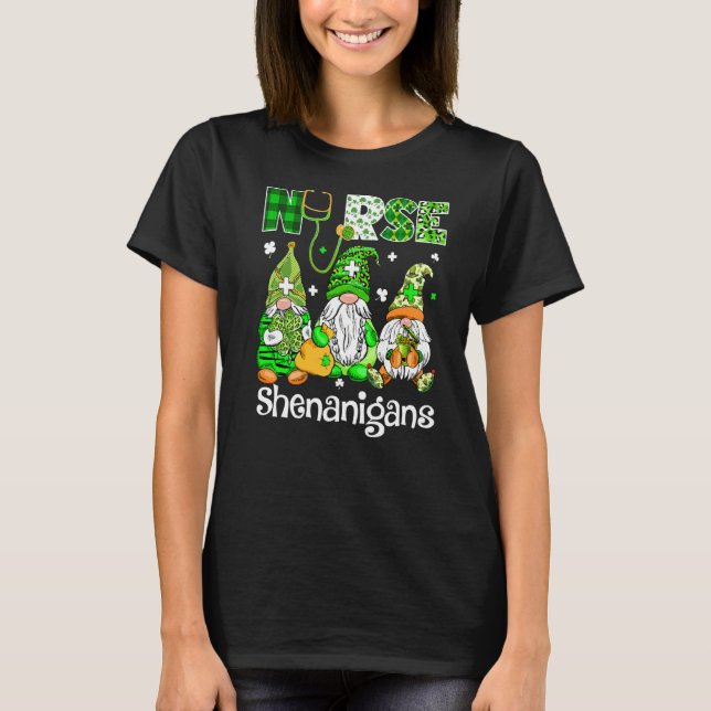T-shirt Irlandais Gnomes Shenanigans Stethoscope Infirmièr (Devant)