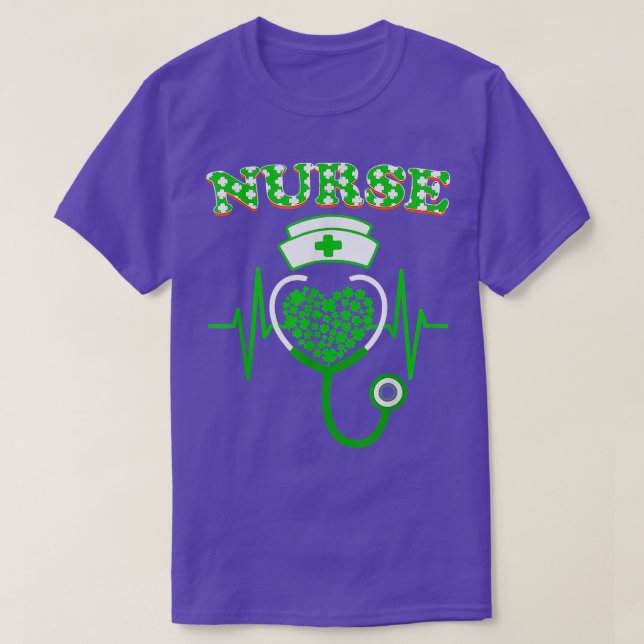 T-shirt Irlandais Infirmière Stethoscope Scrub St Patrick' (Design devant)