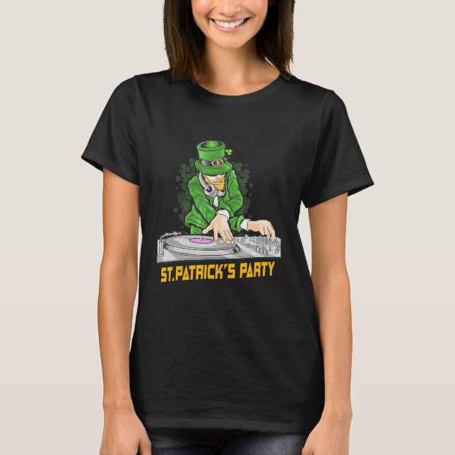 T-shirt Irlandais Leprechaun Dj Saint Patrick's Day Party (Devant)