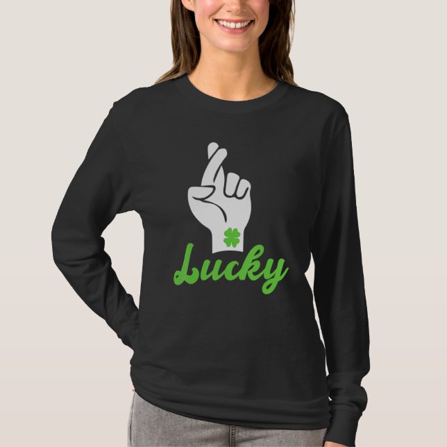 T-shirt Irlandais Lucky Shamrock Gesture Main Funny St Pat (Devant)