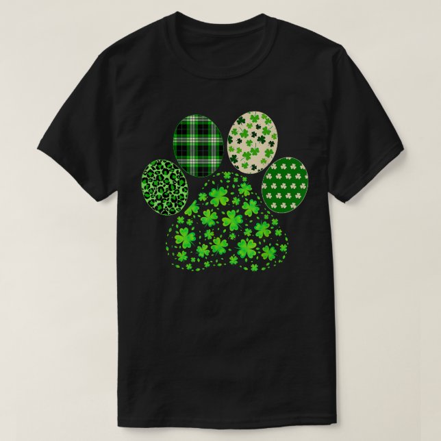 T-shirt Irlandais mignon Chien Paw Clovers St Patrick's Da (Design devant)