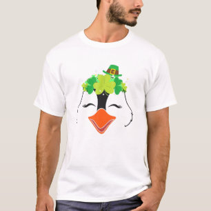 T-shirt Irlandais Penguin Face Shamrock Jour de la Saint P