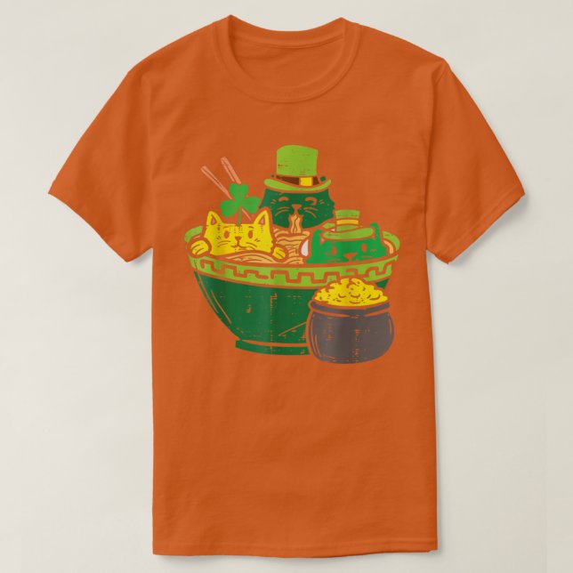 T-shirt Irlandais Ramen Chats mignet Anime Jour de la Sain (Design devant)