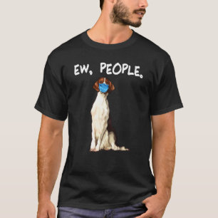 T-shirt Irlandais Rouge Et Blanc Setter Ew Chien Portant L