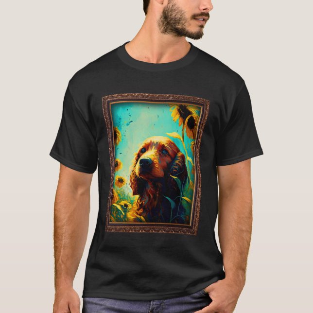 T-shirt Irlandais Setter Painting Fleur de tournesol Maman (Devant)