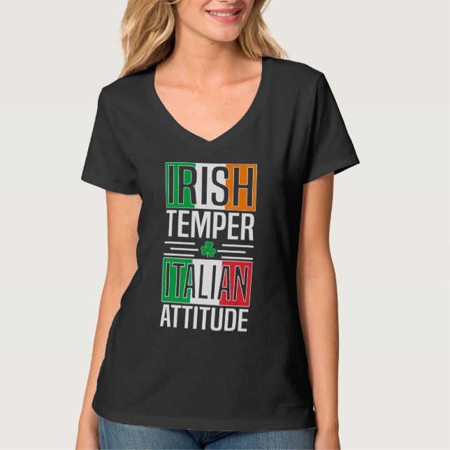 T-shirt Irlandais Temper Italien Attitude Jour de la Saint (Devant)
