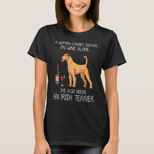 T-shirt Irlandais Terrier Et Vin Drôle Chien Fabriqué