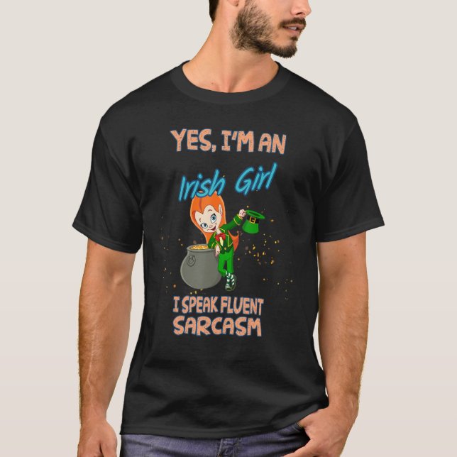 T-shirt Irlandaise Parle Fluent Sarcasm Funny mignon (Devant)