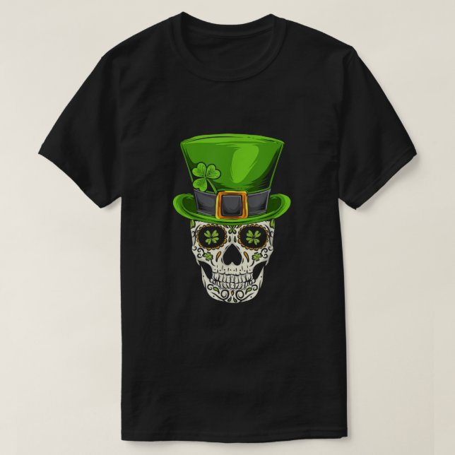 T-shirt Irlande Cadeau Clover Mexicain Irlandais Crâne St  (Design devant)