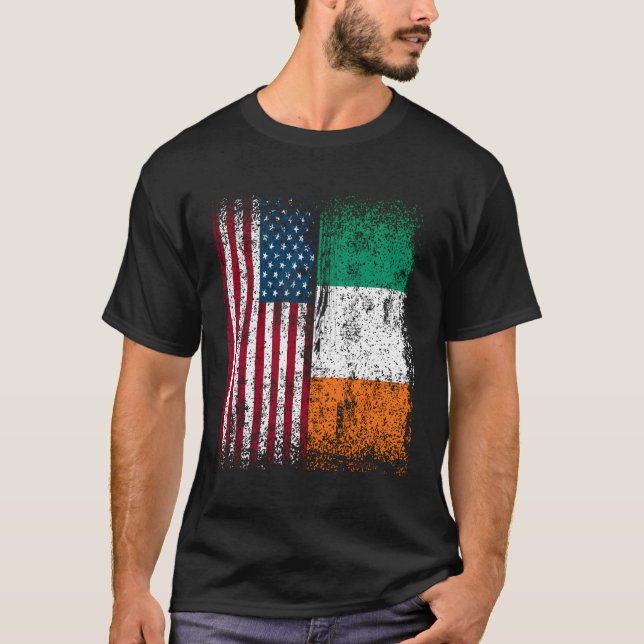 T-shirt Irlande Drapeau Américain Cadeau Américain Né Irla (Devant)
