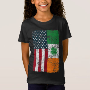 T-Shirt Irlande Drapeau américain Double Citoyen Distr Pat