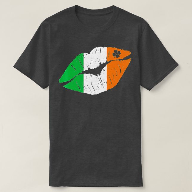 T-shirt Irlande Irlandais Drapeau lèvres Jour de la Saint  (Design devant)