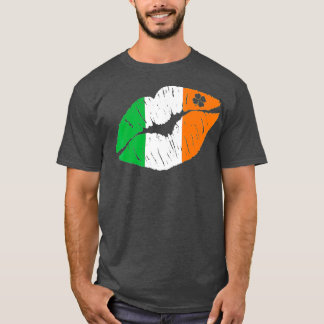 T-shirt Irlande Irlandais Drapeau lèvres Jour de la Saint