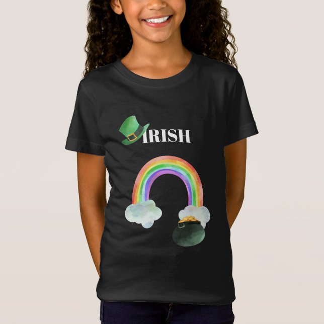 T-Shirt *~* IRLANDE IRLANDE Girl Rainbow Pot of Gold T-shi (Devant)