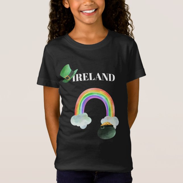 T-Shirt *~* IRLANDE ISLANDE Rainbow Pot of Gold Girl T-shi (Devant)