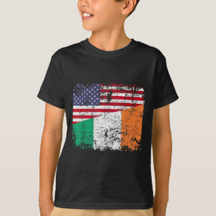 T-shirt IRLANDE RACINE Drapeau à moitié américain IRLANDE