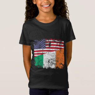 T-Shirt IRLANDE RACINE Drapeau à moitié américain IRLANDE