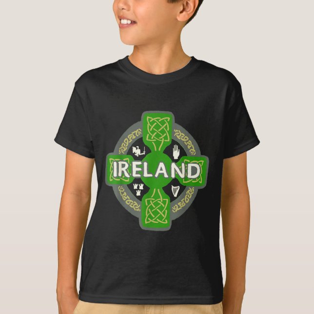 T-shirt Irlande St Patrick Jour Croix Celtique Verte  (Devant)