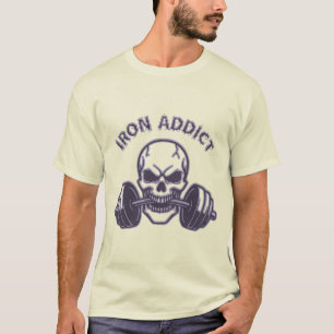 T-shirt Iron Addict - Skull Bodybuilding and Weightlifting