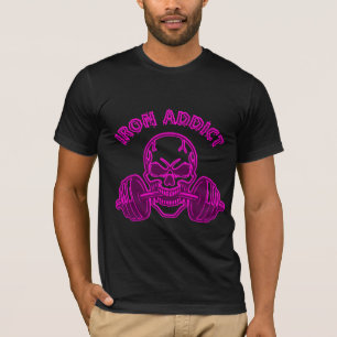 T-shirt Iron Addict - Skull Bodybuilding and Weightlifting
