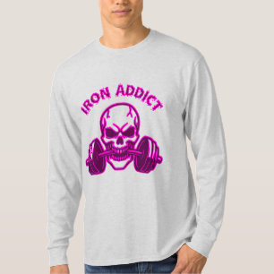 T-shirt Iron Addict - Skull Bodybuilding and Weightlifting