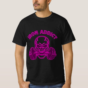 T-shirt Iron Addict - Skull Bodybuilding and Weightlifting