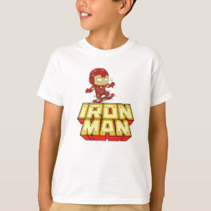 T-shirt Iron Man Chibi Ridicule en Skateboard 