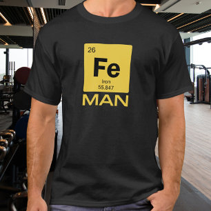 T-shirt Iron Man Symbole Fe du tableau périodique des él