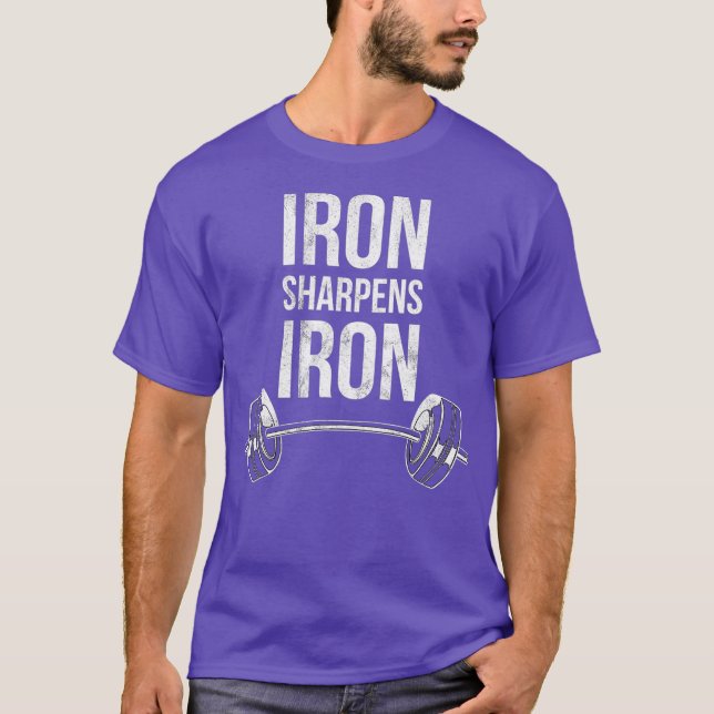 T-shirt Iron Sharpens Proverbes en fer Poids Bible (Devant)