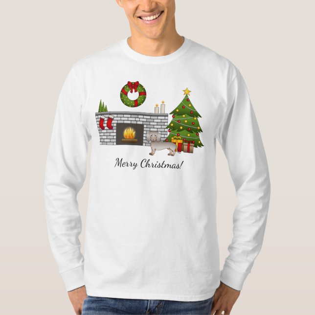 T-shirt Isabella & Tan Smooth Coat Dachshund - Noël (Devant)