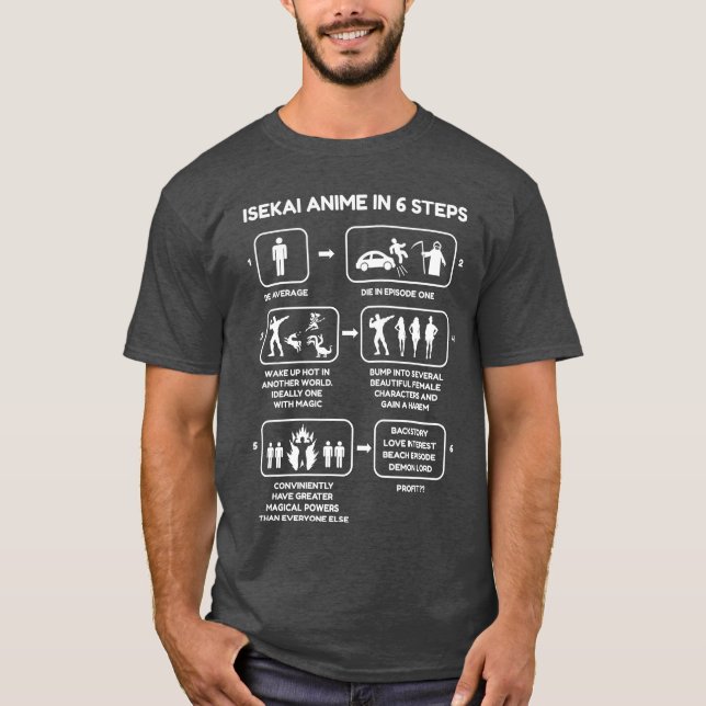 T-shirt Isekai Anime In Si Steps Funny Isekai Anime Novelt (Devant)