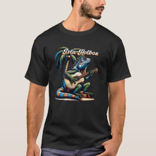 T-shirt Isla Holbox Iguane Jouant de la Guitare Sous un Pa