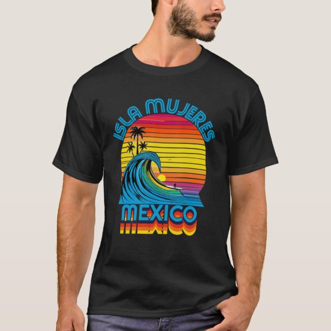 T-shirt Isla Mujeres Mexique Retro Throwback Surf & Plage  (Devant)