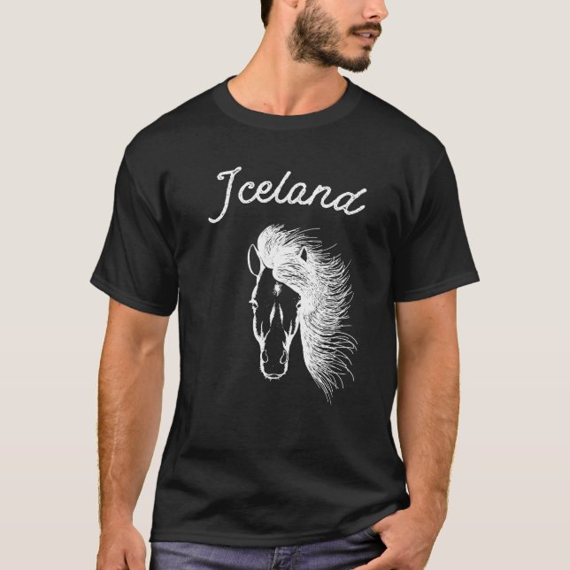T-shirt Islande Avec Cheval Islandais (Devant)