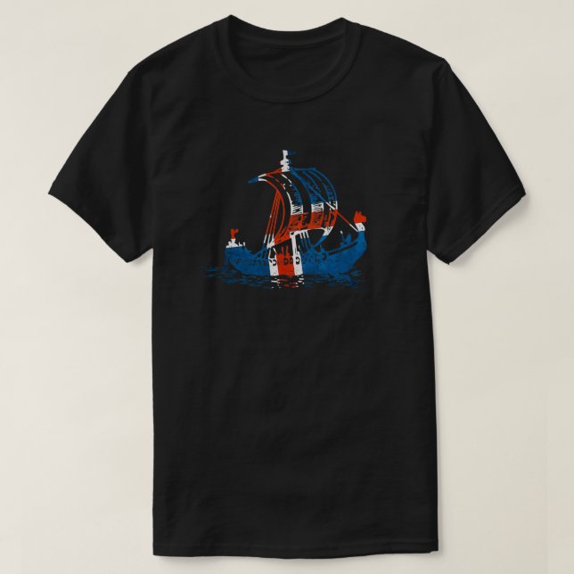 T-shirt Islande Bateau viking Drapeau islandais (Design devant)