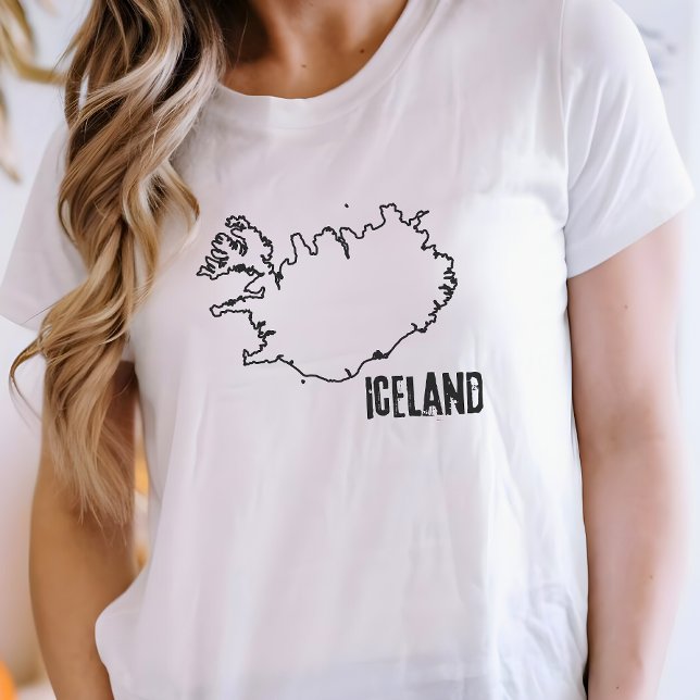 T-shirt Islande Carte du pays Ligne frontalière nationale  (Créateur téléchargé)