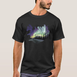 T-shirt Islande Carte Fire Ice Northern Light Islandais So