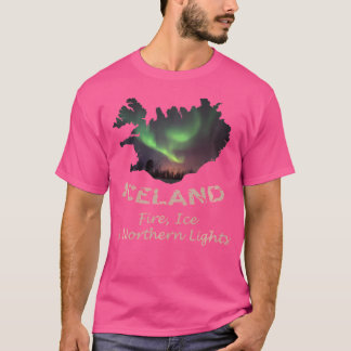 T-shirt Islande Feu Glace Lumières du Nord Aurore boréale