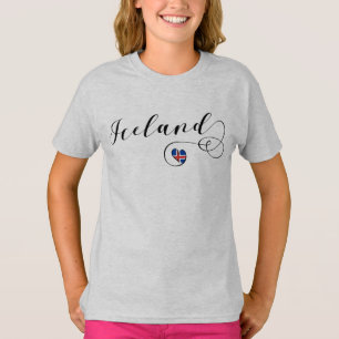 T-shirt Islande Heart, Drapeau islandais