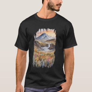 T-shirt Islande Nature Peinture Aquarelle Art Vintage Tra